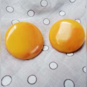 Vintage Mango BAKELITE Disc Button Disc Lever Clip Earrings